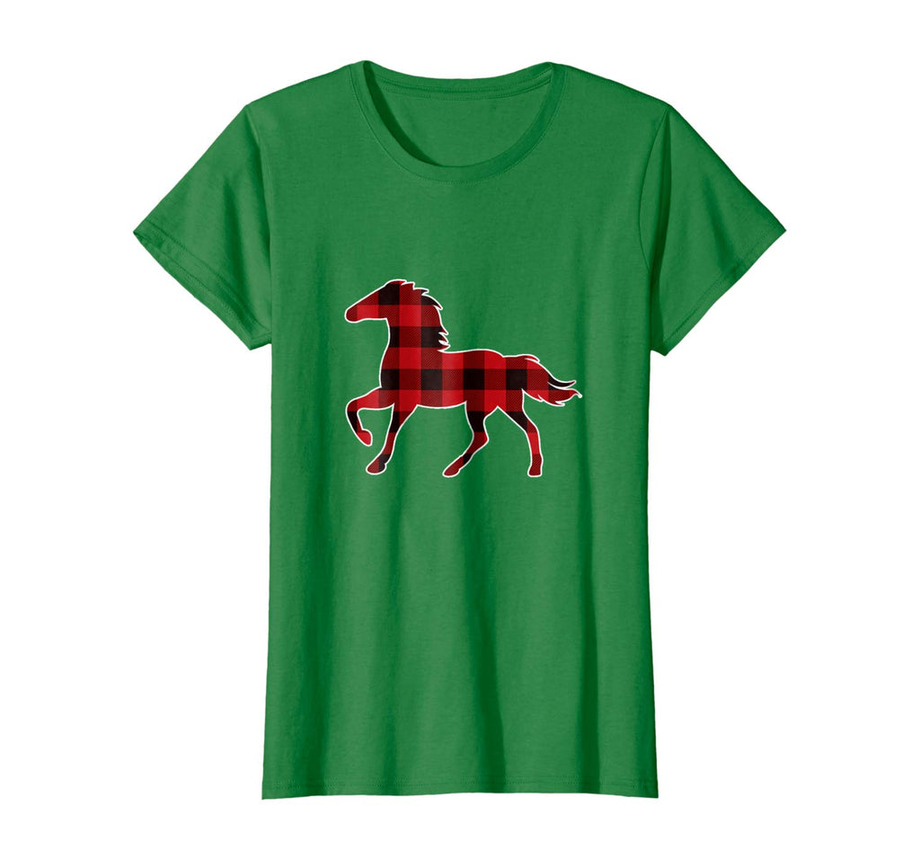 Red Plaid Horse Christmas Pajamas T-Shirt Horse Gift