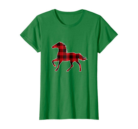 Red Plaid Horse Christmas Pajamas T-Shirt Horse Gift