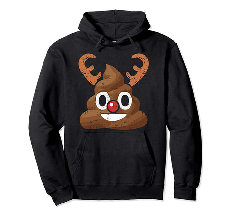 Poop Emoji Reindeer Funny Christmas Poo Emoticon Gift Pullover Hoodie