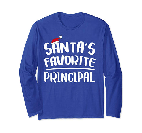 Santa's Favorite Principal T-Shirt Christmas Gift Shirt Long Sleeve T-Shirt