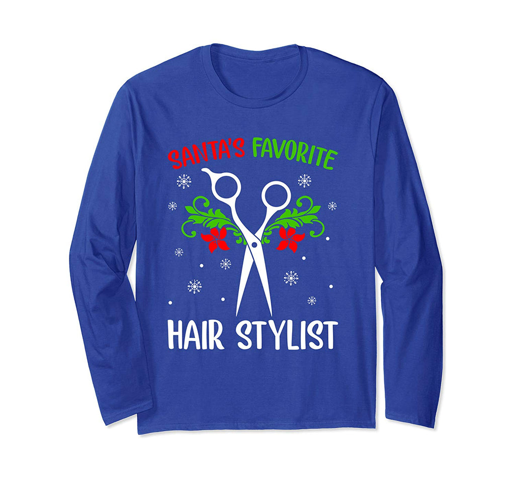 Santa's Favorite Hairstylist T-Shirt Christmas Gift Shirt Long Sleeve T-Shirt