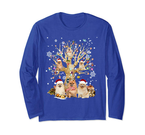 Pomeranian Christmas Tree Ornament Gift Dog Lover Long Sleeve T-Shirt