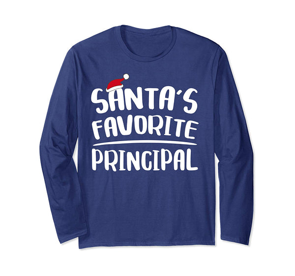 Santa's Favorite Principal T-Shirt Christmas Gift Shirt Long Sleeve T-Shirt