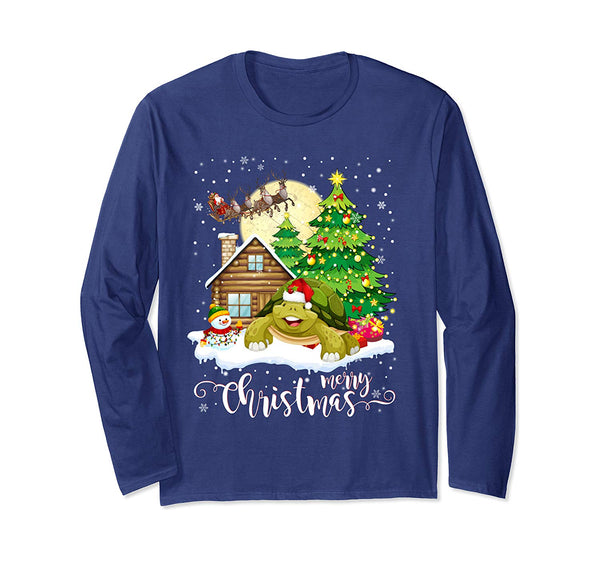 Funny Cute Tortoise Lover Merry Christmas 2019 Gift Long Sleeve T-Shirt