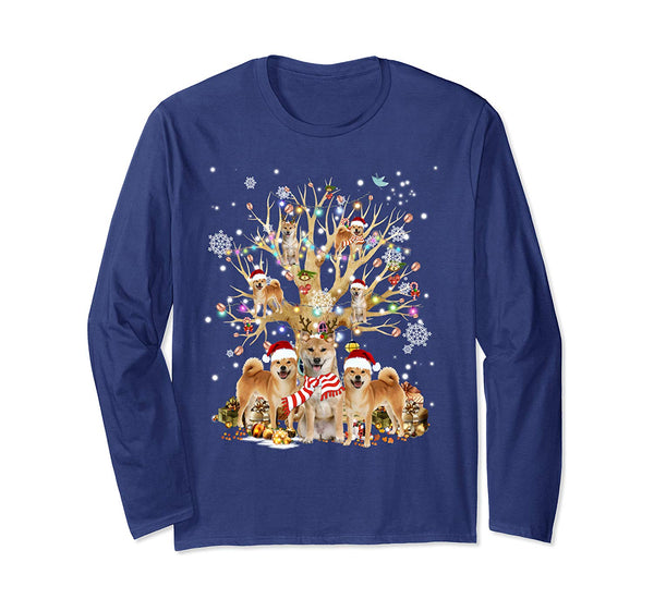 Shiba Inu Christmas Tree Ornament Gift Dog Lover Long Sleeve T-Shirt