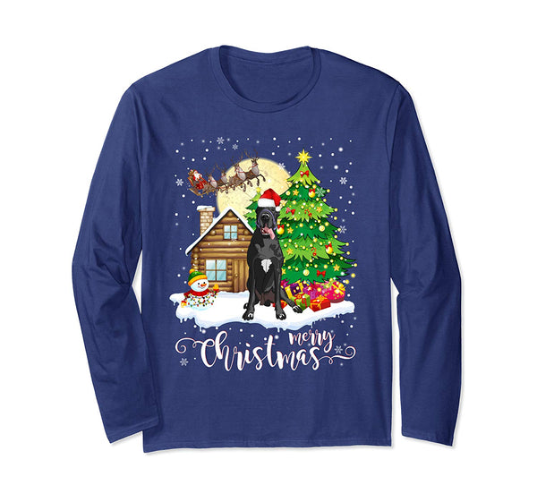 Great Dane Merry Christmas Dog Lover Gift Long Sleeve T-Shirt