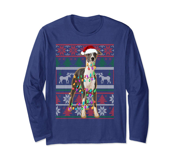 Whippet Ugly Sweater Christmas Gifts Long Sleeve T-Shirt