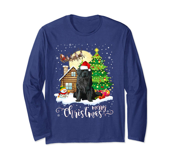 Newfoundland Merry Christmas Dog Lover Gift Long Sleeve T-Shirt