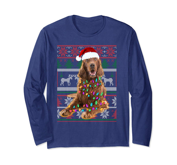 Irish Setter Ugly Sweater Christmas Gift Long Sleeve T-Shirt