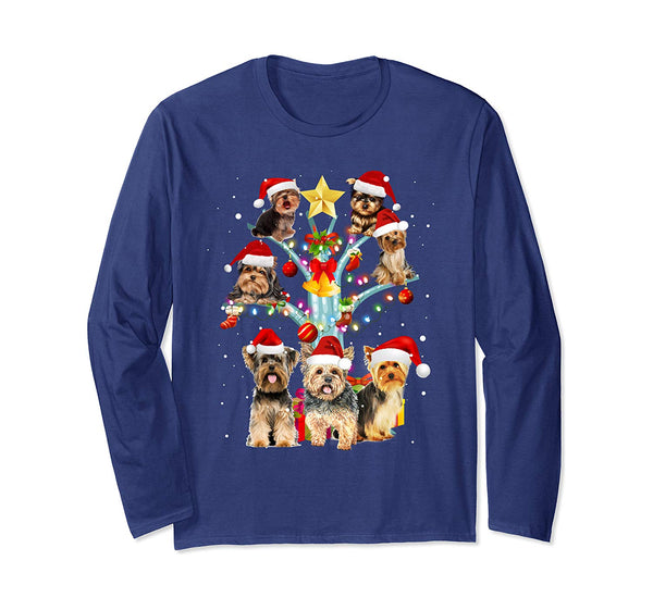 Cute Yorkie Christmas In Tree Dog Lovers Gift Xmas Long Sleeve T-Shirt