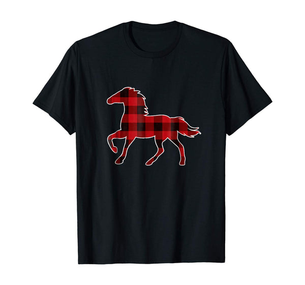 Red Plaid Horse Christmas Pajamas T-Shirt Horse Gift