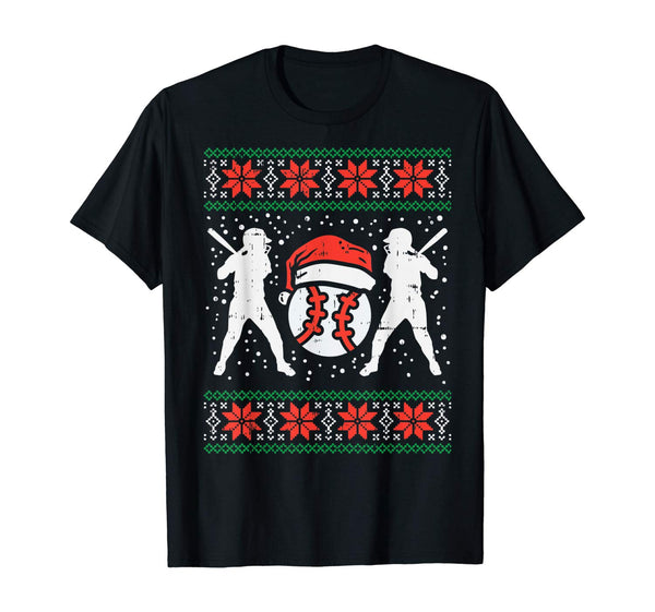Baseball Ugly Christmas Sweater Softball Batter Hitter Gift T-Shirt
