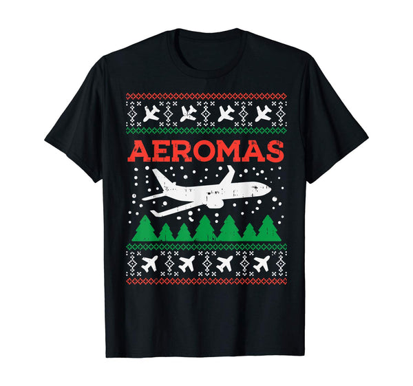 Aeromas Plane Ugly Christmas Sweater Flight Xmas Pilot Gift T-Shirt