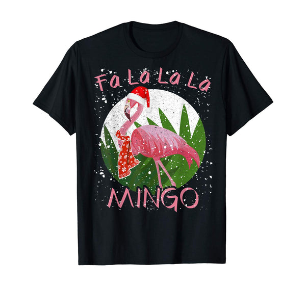 FA LA LA Mingo Santa Flamingo Shirt Christmas Xmas Gift Tee