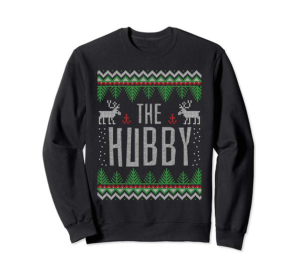 Hubby Wifey Matching Ugly Christmas Sweater Party Sweatshirt