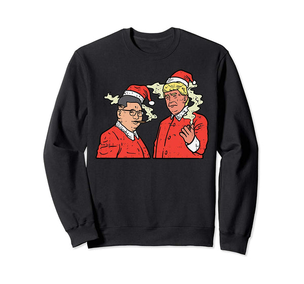 Santa Kim Jong Un Donald Trump Weed Funny 420 Christmas Gift Sweatshirt
