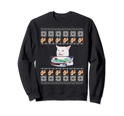 Woman Yelling At A Cat Ugly Christmas Sweater Meme Trending Sweatshirt