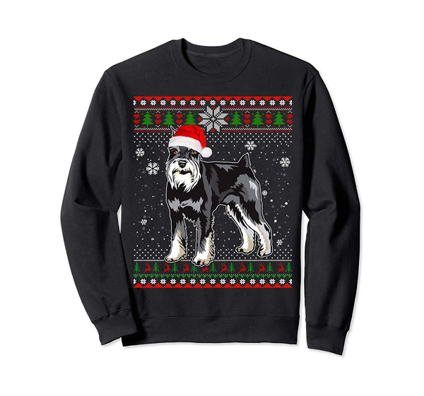 Christmas Miniature Schnauzer Santa Hat In Snow Ugly Sweater Sweatshirt