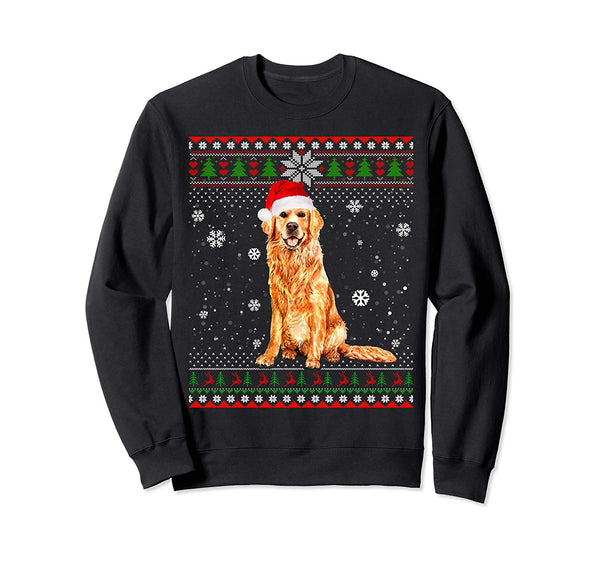 Christmas Golden Retriever Santa Hat In Snow Ugly Sweater Sweatshirt