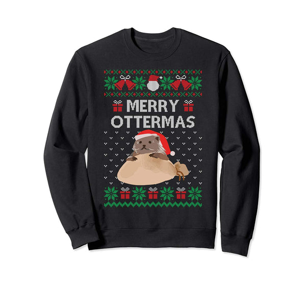 Merry Ottermas Cat Ugly Christmas Sweaters Sweatshirt