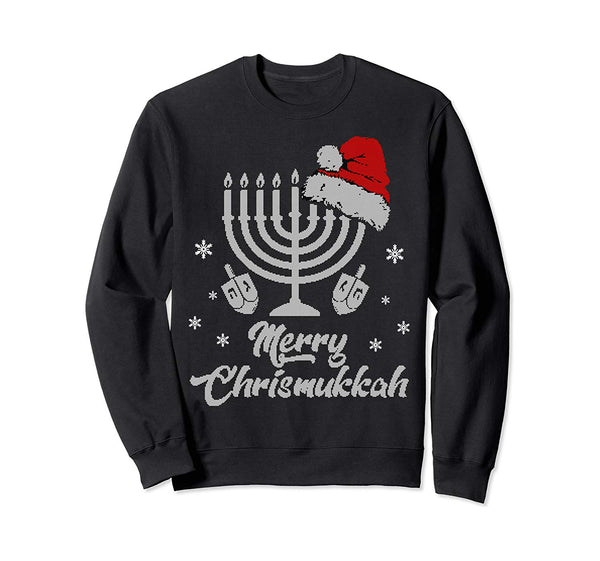 Christmas Ugly Hanukkah Sweater menorah Merry Chrismukkah Sweatshirt