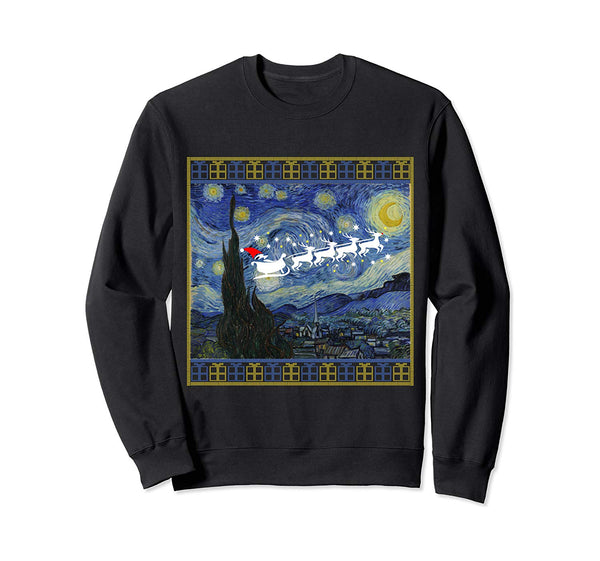 Van Gogh Starry Night Santa Sleigh Christmas Sweatshirt