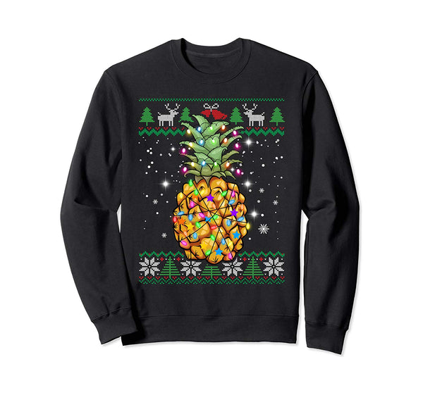 Ugly Christmas Pineapple Santa Lights Xmas Pineapple Gifts Sweatshirt