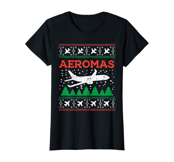 Aeromas Plane Ugly Christmas Sweater Flight Xmas Pilot Gift T-Shirt