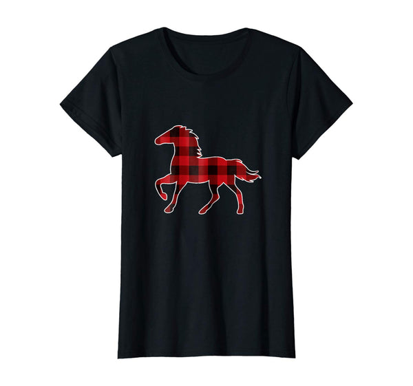 Red Plaid Horse Christmas Pajamas T-Shirt Horse Gift