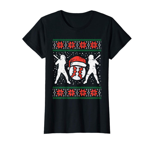 Baseball Ugly Christmas Sweater Softball Batter Hitter Gift T-Shirt