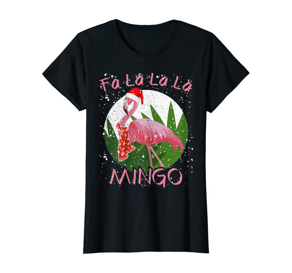 FA LA LA Mingo Santa Flamingo Shirt Christmas Xmas Gift Tee