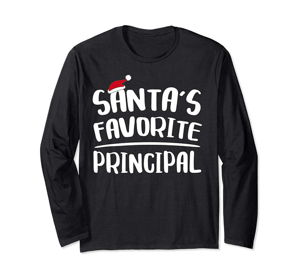 Santa's Favorite Principal T-Shirt Christmas Gift Shirt Long Sleeve T-Shirt