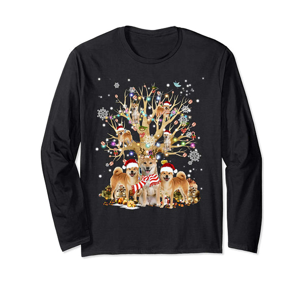 Shiba Inu Christmas Tree Ornament Gift Dog Lover Long Sleeve T-Shirt