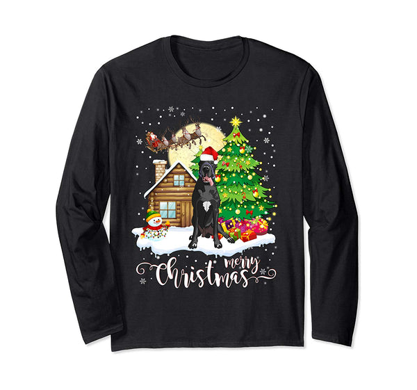 Great Dane Merry Christmas Dog Lover Gift Long Sleeve T-Shirt