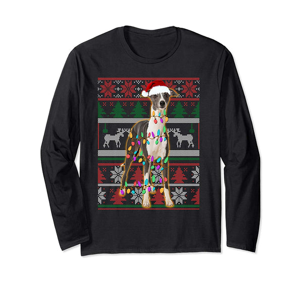 Whippet Ugly Sweater Christmas Gifts Long Sleeve T-Shirt