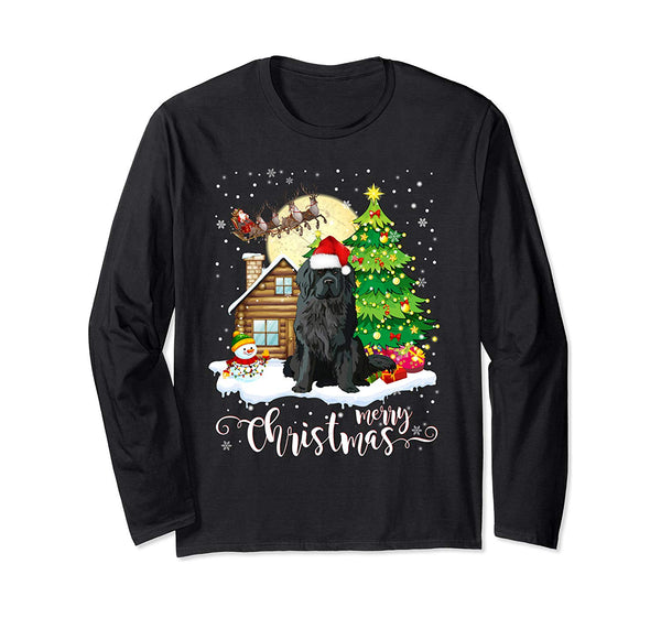 Newfoundland Merry Christmas Dog Lover Gift Long Sleeve T-Shirt