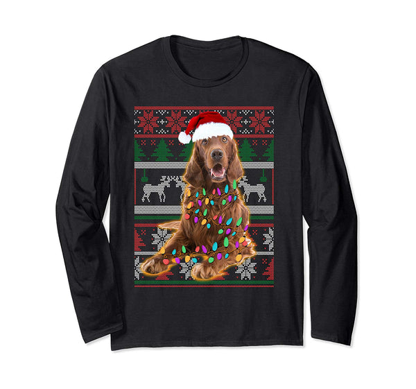 Irish Setter Ugly Sweater Christmas Gift Long Sleeve T-Shirt