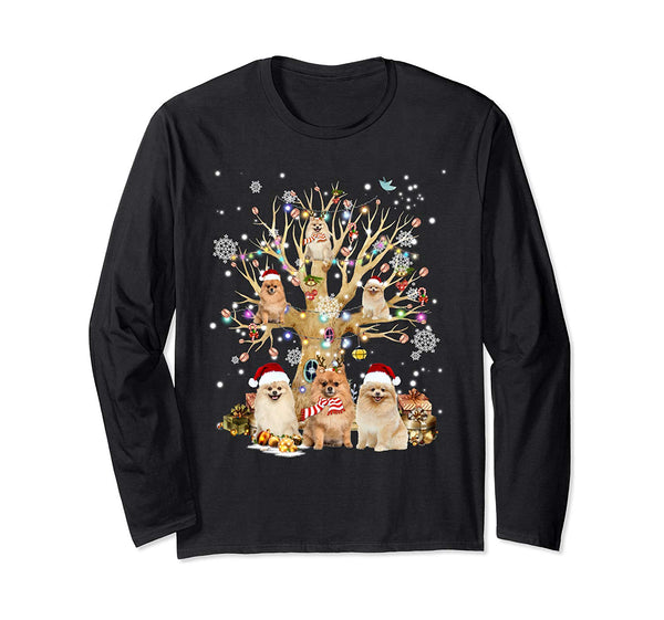 Pomeranian Christmas Tree Ornament Gift Dog Lover Long Sleeve T-Shirt