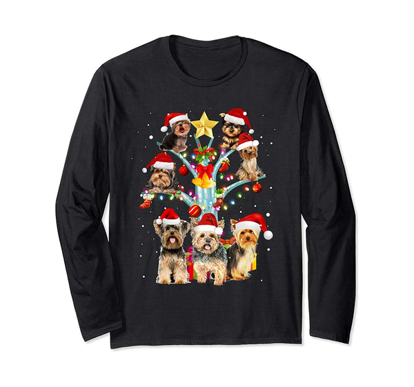 Cute Yorkie Christmas In Tree Dog Lovers Gift Xmas Long Sleeve T-Shirt
