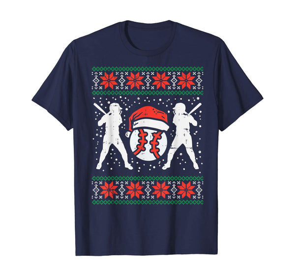 Baseball Ugly Christmas Sweater Softball Batter Hitter Gift T-Shirt