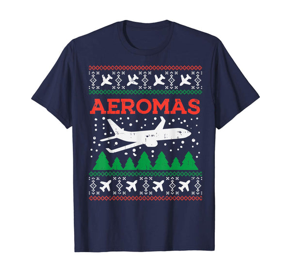 Aeromas Plane Ugly Christmas Sweater Flight Xmas Pilot Gift T-Shirt