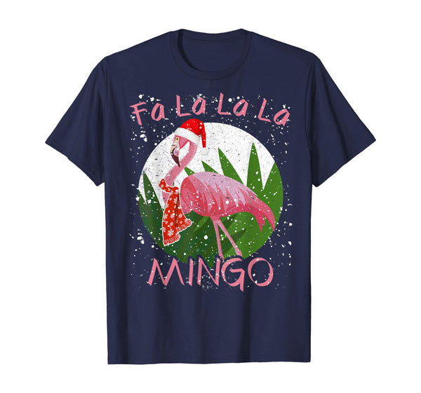 FA LA LA Mingo Santa Flamingo Shirt Christmas Xmas Gift Tee