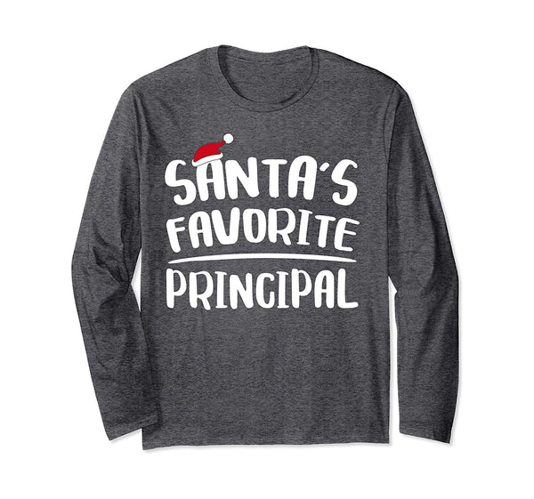 Santa's Favorite Principal T-Shirt Christmas Gift Shirt Long Sleeve T-Shirt