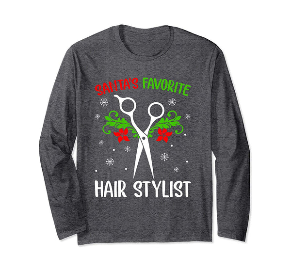 Santa's Favorite Hairstylist T-Shirt Christmas Gift Shirt Long Sleeve T-Shirt
