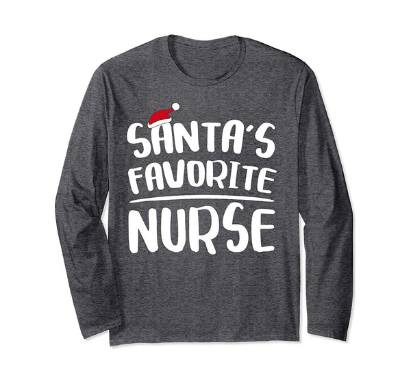 Santa's Favorite Nurse T-Shirt Christmas Gift Shirt Long Sleeve T-Shirt