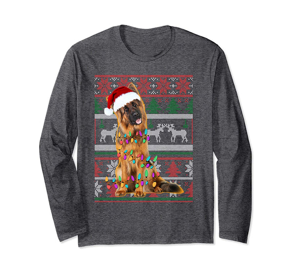 German Shepherd Ugly Sweater Christmas Gift Long Sleeve T-Shirt