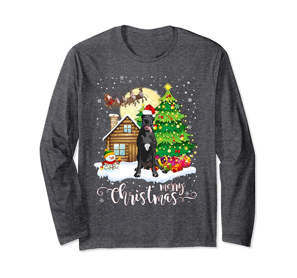 Great Dane Merry Christmas Dog Lover Gift Long Sleeve T-Shirt
