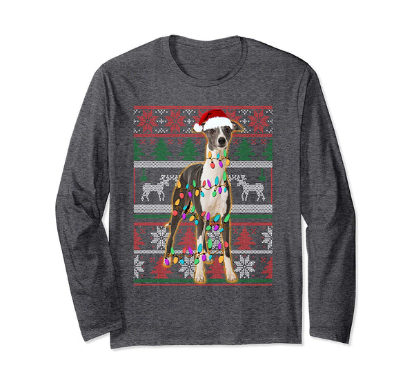 Whippet Ugly Sweater Christmas Gifts Long Sleeve T-Shirt