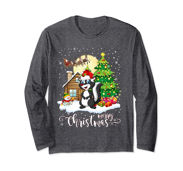 Funny Cute Skunk Lover Merry Christmas 2019 Gift Long Sleeve T-Shirt