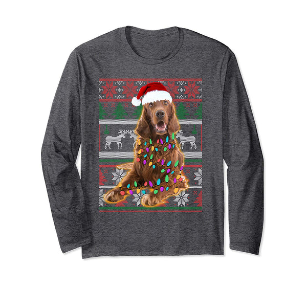 Irish Setter Ugly Sweater Christmas Gift Long Sleeve T-Shirt